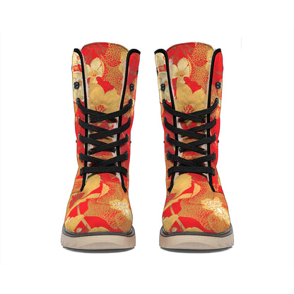 Vintage Chinese Flower Print Winter Boots