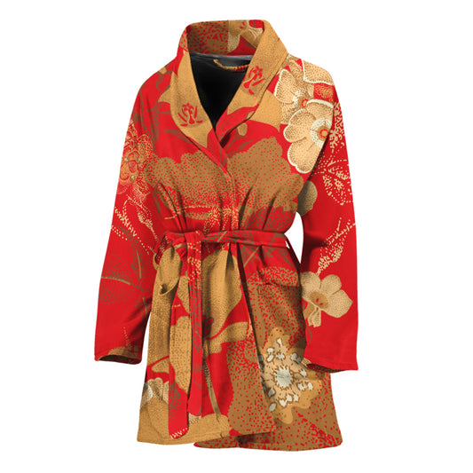Vintage Chinese Flower Print Women's Bathrobe