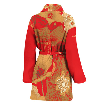 Vintage Chinese Flower Print Women's Bathrobe