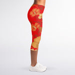 Vintage Chinese Flower Print Women's Capri Leggings