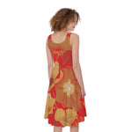 Vintage Chinese Flower Print Women's Sleeveless Dress