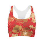 Vintage Chinese Flower Print Women's Sports Bra