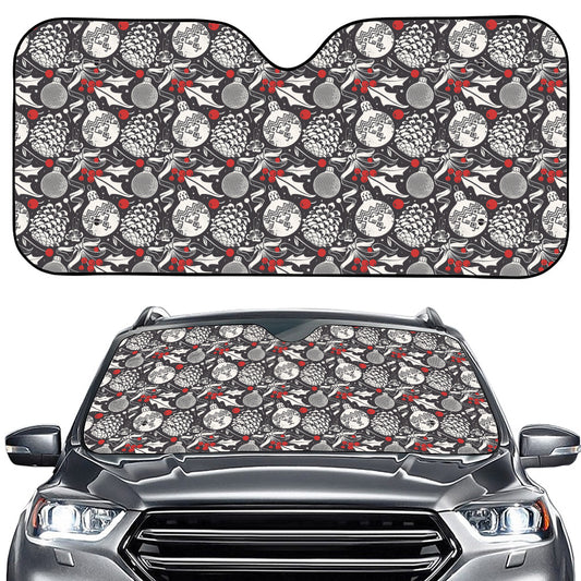 Vintage Christmas Decorations Print Car Windshield Sun Shade