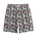 Vintage Christmas Decorations Print Cotton Shorts