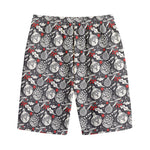 Vintage Christmas Decorations Print Cotton Shorts