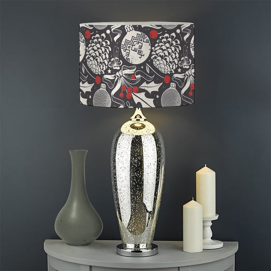 Vintage Christmas Decorations Print Drum Lamp Shade