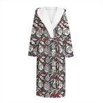Vintage Christmas Decorations Print Hooded Bathrobe
