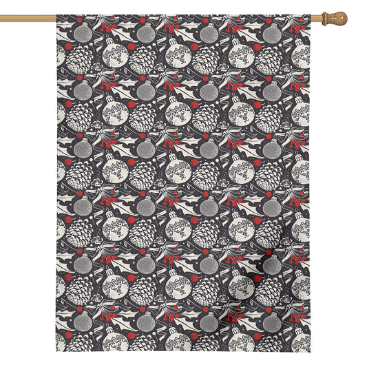 Vintage Christmas Decorations Print House Flag