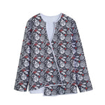 Vintage Christmas Decorations Print Long Sleeve Short Coat