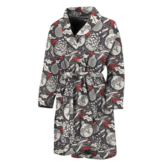 Vintage Christmas Decorations Print Men's Bathrobe