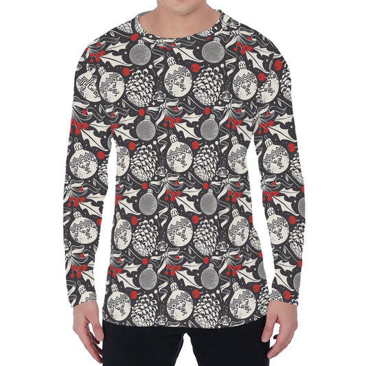 Vintage Christmas Decorations Print Men's Long Sleeve T-Shirt