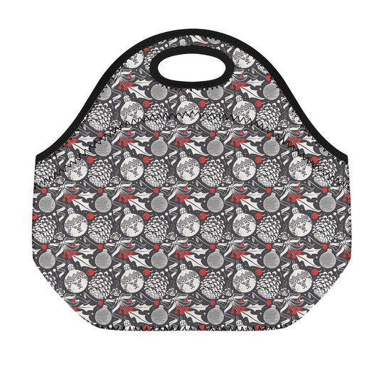 Vintage Christmas Decorations Print Neoprene Lunch Bag