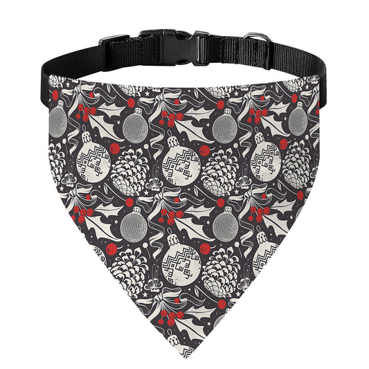 Vintage Christmas Decorations Print Over The Collar Dog Bandana