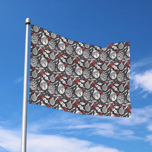 Vintage Christmas Decorations Print Polyester Flag