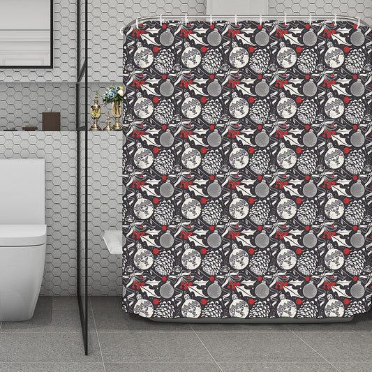 Vintage Christmas Decorations Print Polyester Shower Curtain