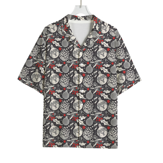Vintage Christmas Decorations Print Rayon Hawaiian Shirt