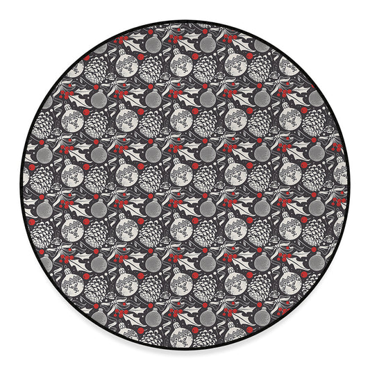 Vintage Christmas Decorations Print Round Floor Mat