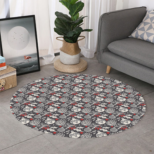 Vintage Christmas Decorations Print Round Rug