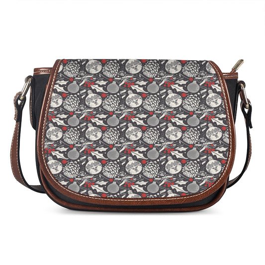 Vintage Christmas Decorations Print Saddle Bag