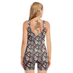 Vintage Christmas Decorations Print Sleeveless One Piece Swimsuit