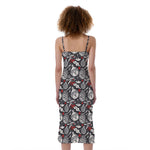 Vintage Christmas Decorations Print Slim Fit Midi Cami Dress