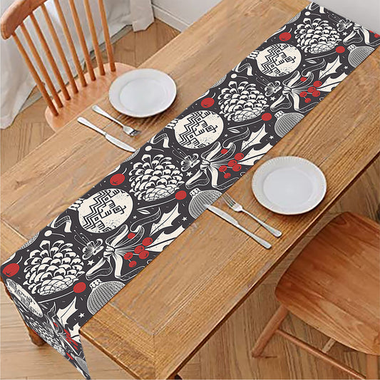 Vintage Christmas Decorations Print Table Runner