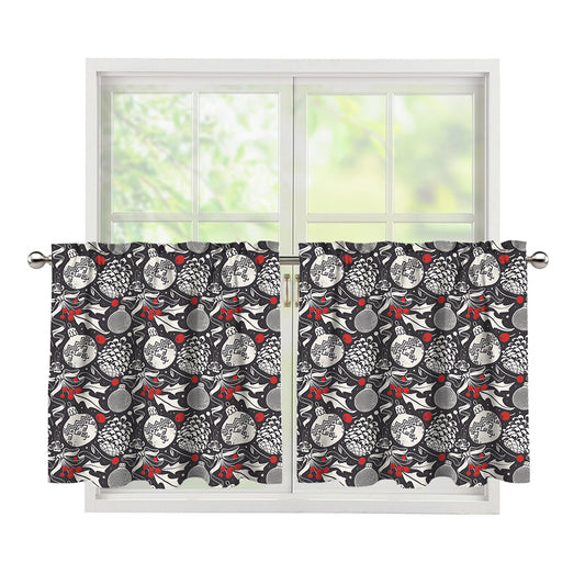 Vintage Christmas Decorations Print Tier Curtains