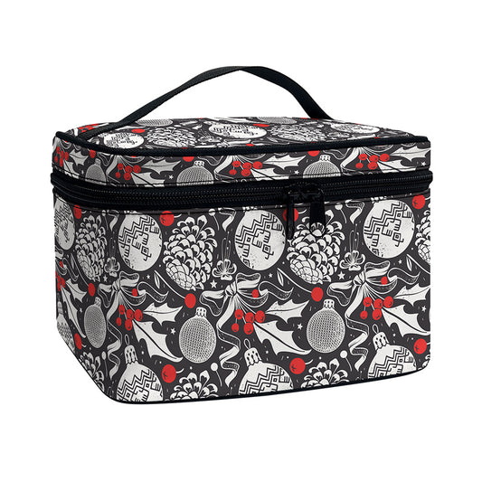 Vintage Christmas Decorations Print Travel Makeup Bag