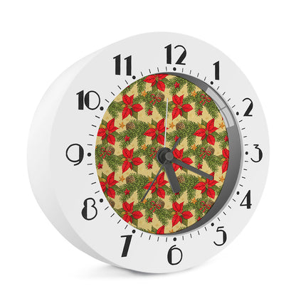 Vintage Christmas Poinsettia Print Alarm Clock