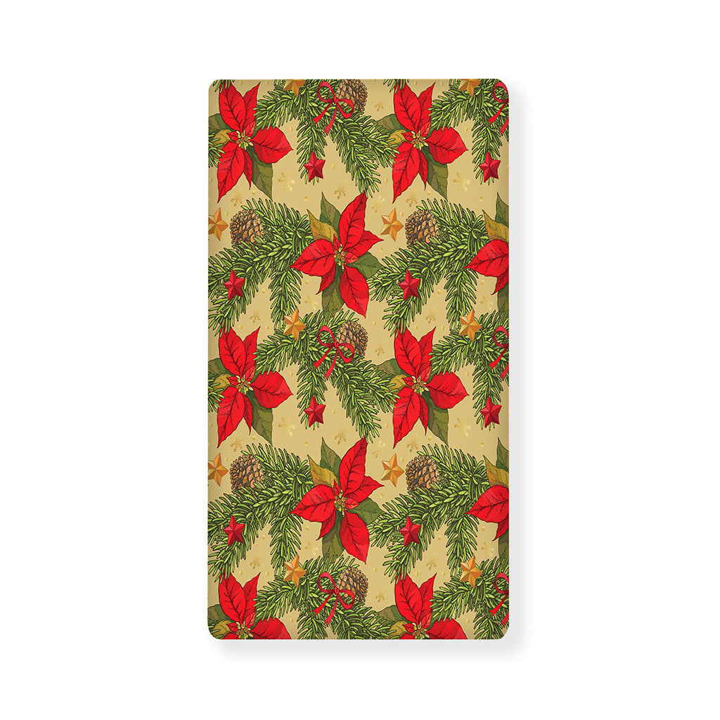 Vintage Christmas Poinsettia Print Baby Crib Sheet