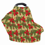 Vintage Christmas Poinsettia Print Baby Seat Cover
