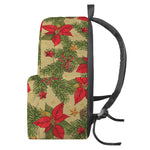 Vintage Christmas Poinsettia Print Backpack