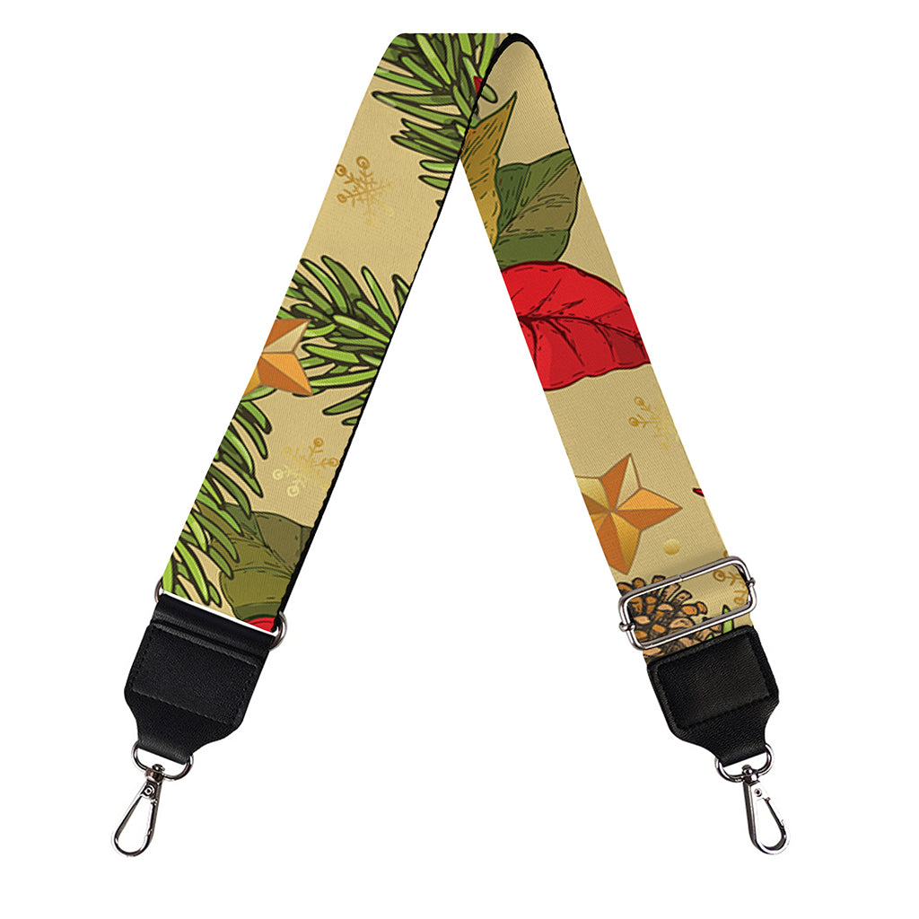 Vintage Christmas Poinsettia Print Bag Strap