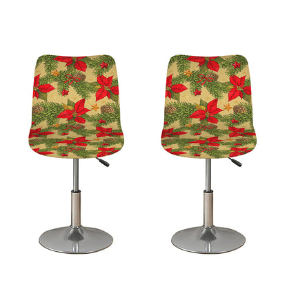 Vintage Christmas Poinsettia Print Bar Stool Covers