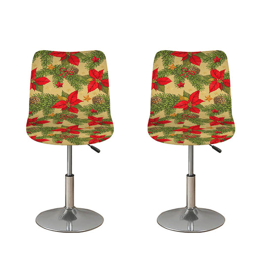 Vintage Christmas Poinsettia Print Bar Stool Covers