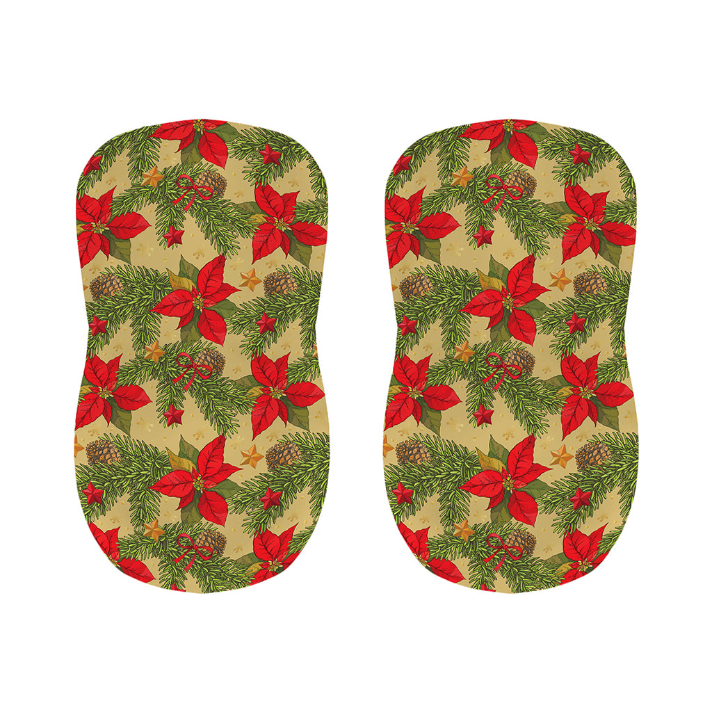 Vintage Christmas Poinsettia Print Bar Stool Covers