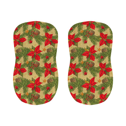 Vintage Christmas Poinsettia Print Bar Stool Covers