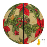Vintage Christmas Poinsettia Print Basketball