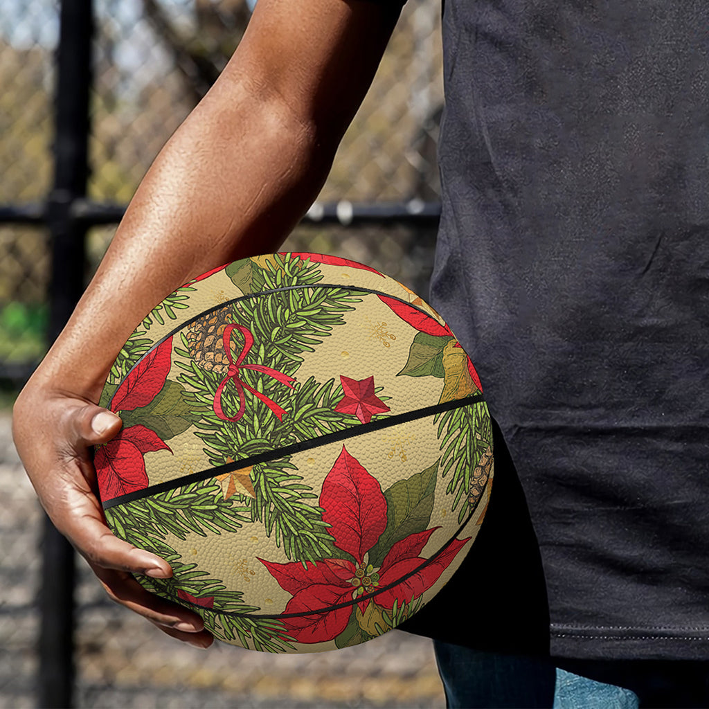 Vintage Christmas Poinsettia Print Basketball