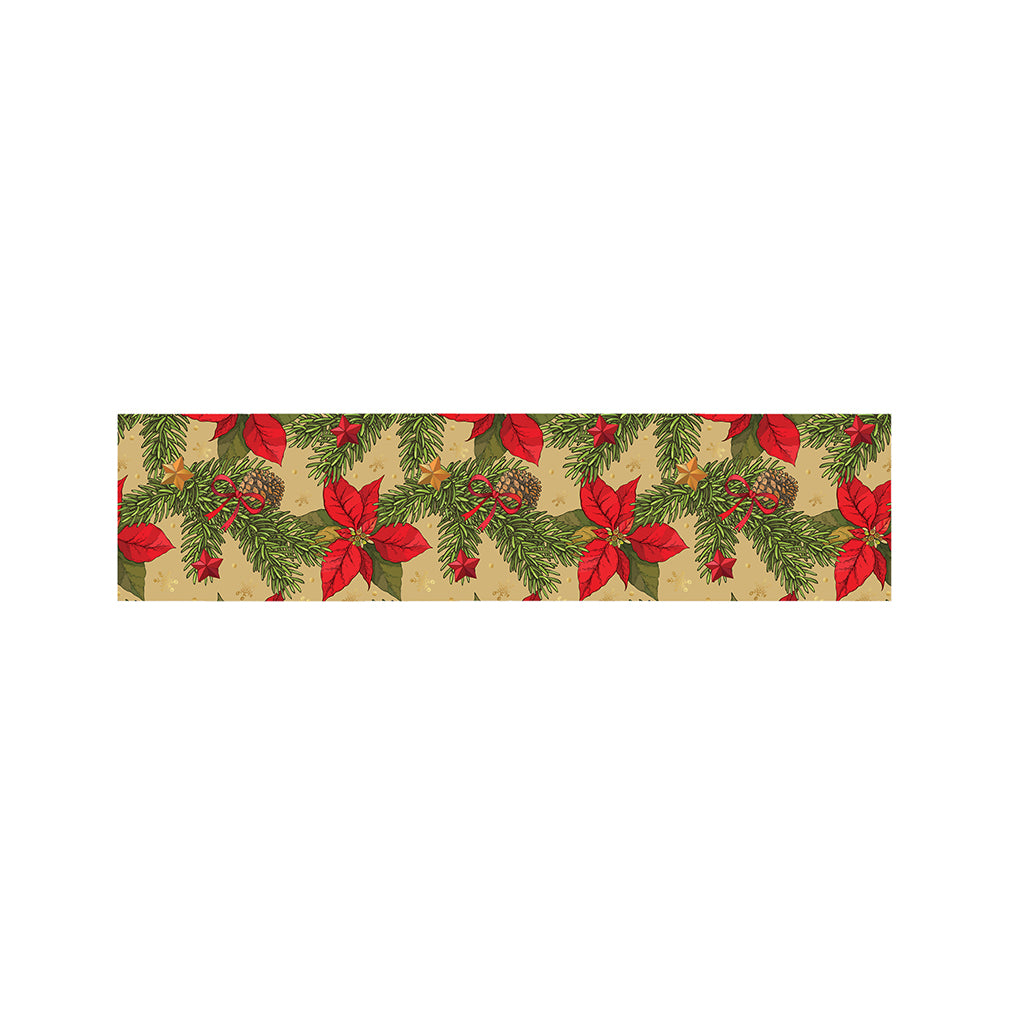 Vintage Christmas Poinsettia Print Bed Runner