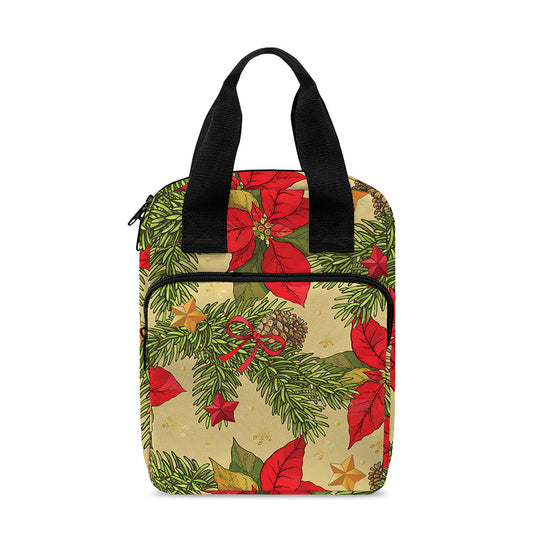 Vintage Christmas Poinsettia Print Bible Tote Bag