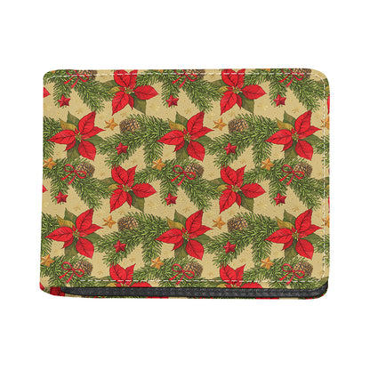 Vintage Christmas Poinsettia Print Bifold Wallet