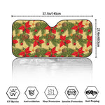 Vintage Christmas Poinsettia Print Car Windshield Sun Shade