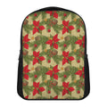 Vintage Christmas Poinsettia Print Casual Backpack