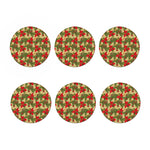 Vintage Christmas Poinsettia Print Coaster Set