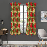 Vintage Christmas Poinsettia Print Curtain