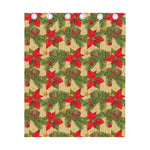 Vintage Christmas Poinsettia Print Curtain