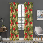 Vintage Christmas Poinsettia Print Curtain