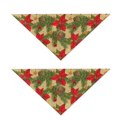 Vintage Christmas Poinsettia Print Dog Bandana