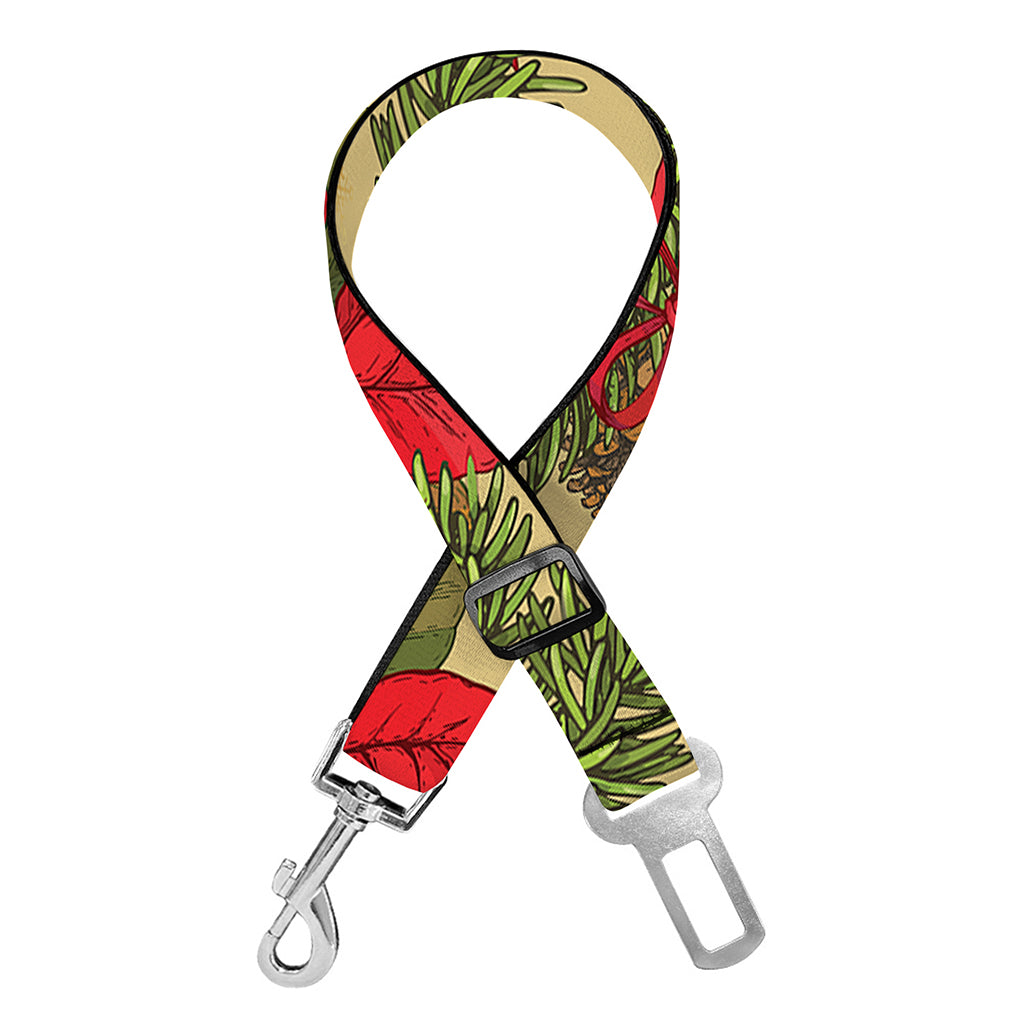 Vintage Christmas Poinsettia Print Dog Seat Belt